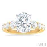 1 1/4 ctw Oval Shape Round Cut Diamond Semi Mount Engagement Ring in 14K Yellow and White Gold